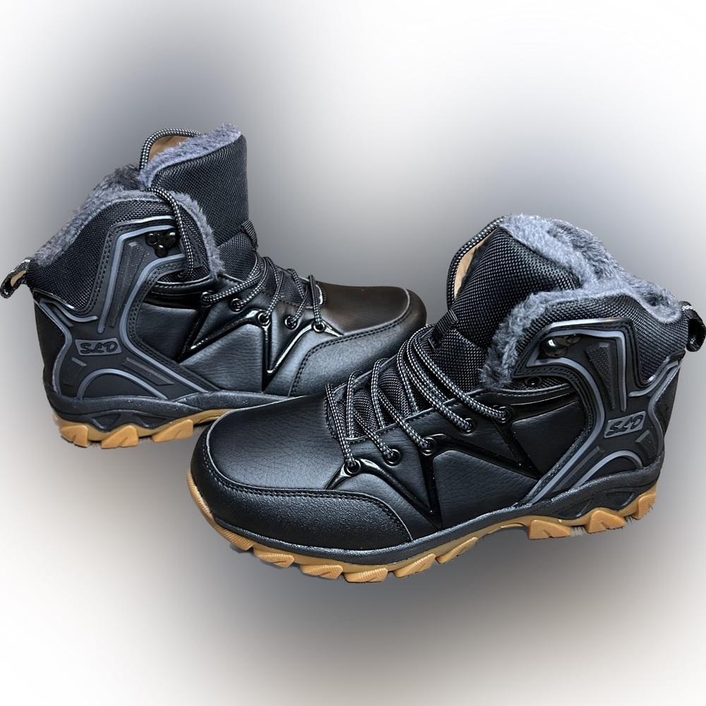 NEW Mens Outdoor Walking Hiking Trail All Terrain Boots Sherpa Black Size 9
